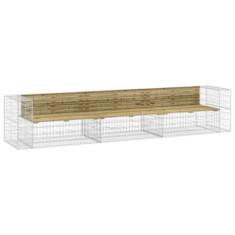 Garden Bench Gabion Design 347X71X65.5 Cm Impregnated Wood Pine