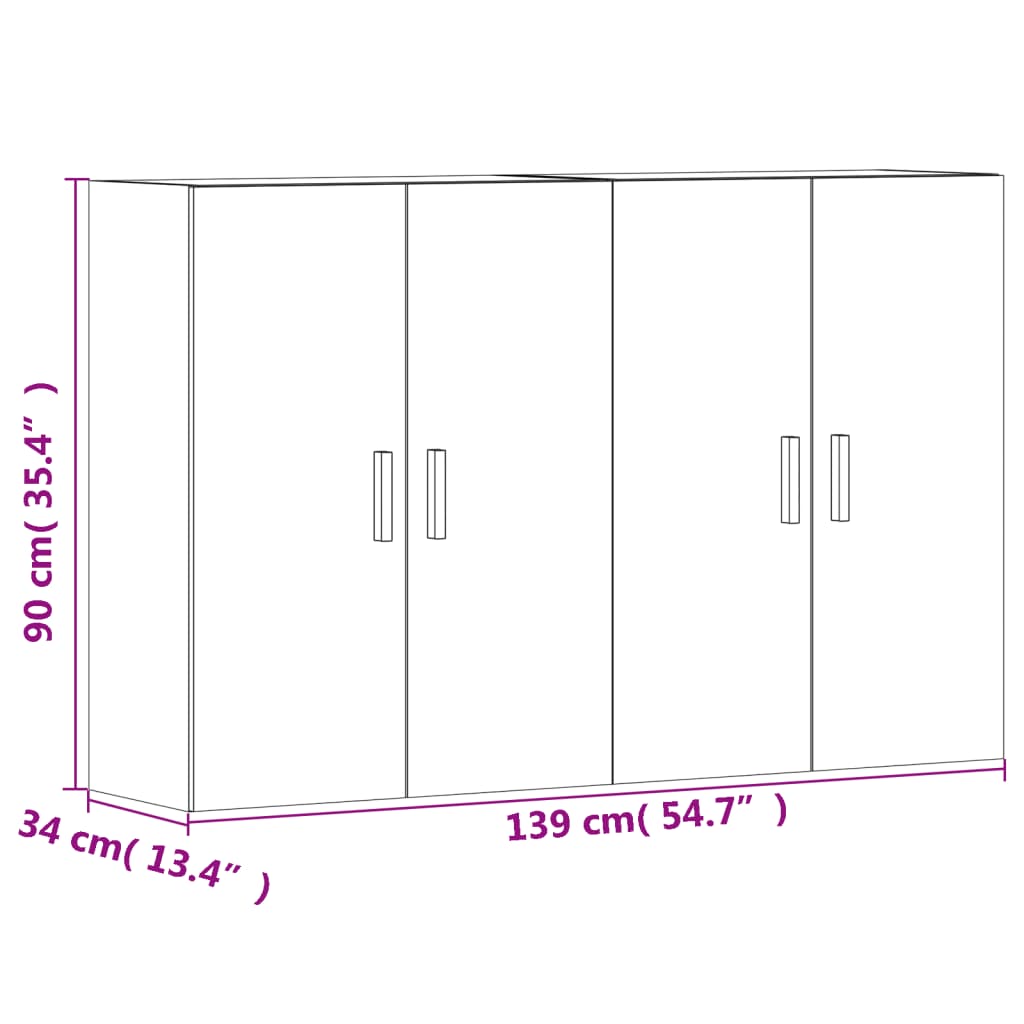Wall Mounted Cabinets 2 Pcs Engineered