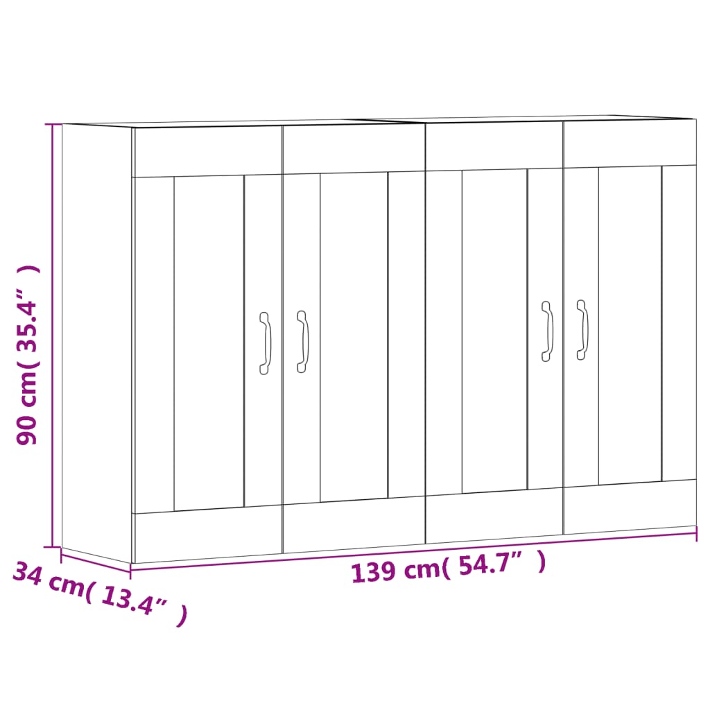 Wall Mounted Cabinets 2 Pcs Engineered Wood