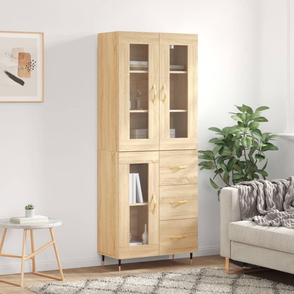 Highboard 69.5X34X180 Cm Engineered Wood