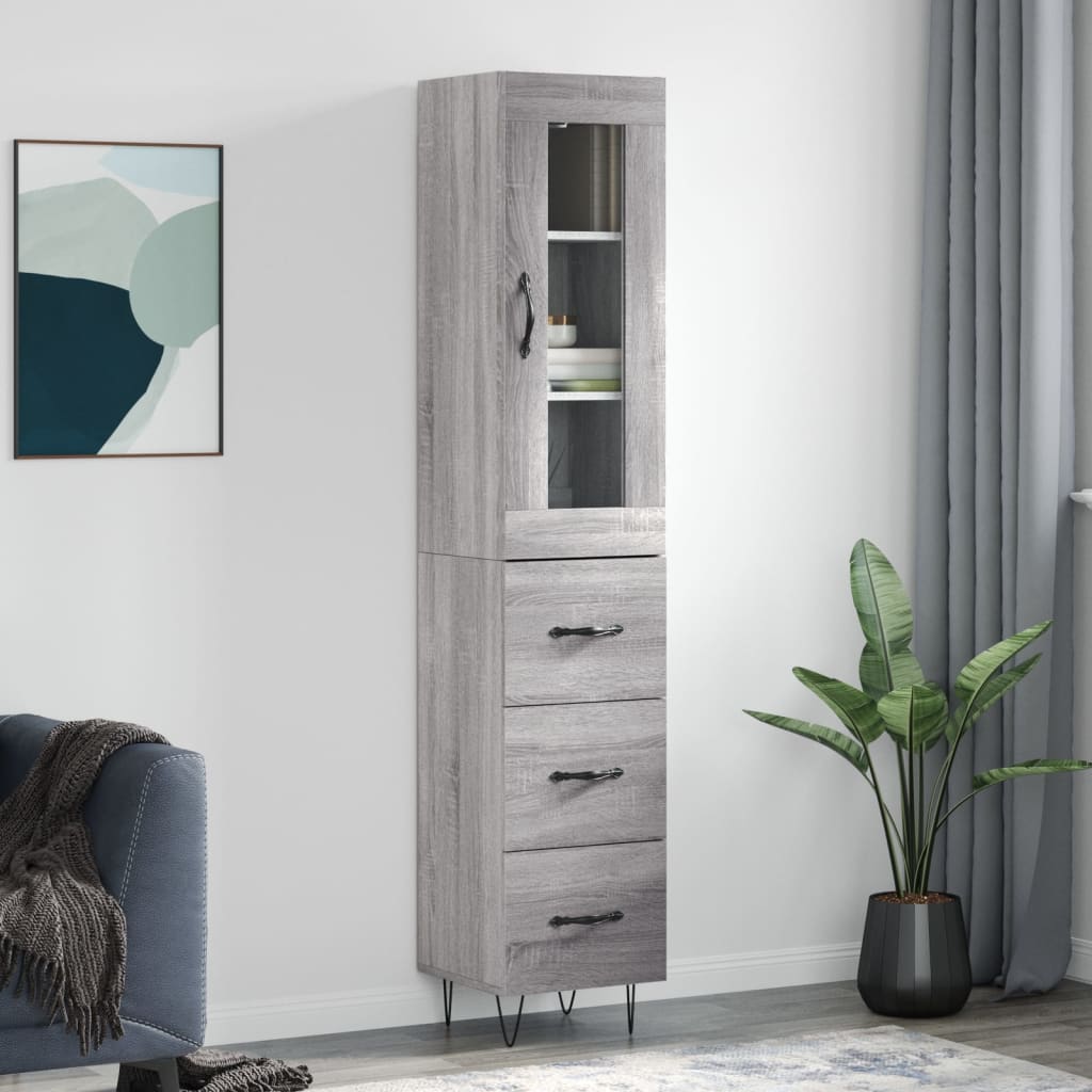 Highboard 34.5X34X180 Cm Engineered Wood