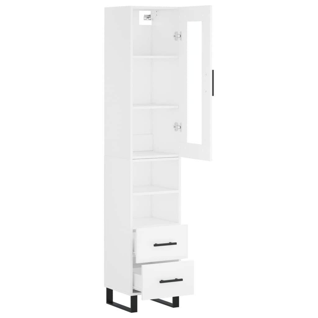 Highboard White 34.5x34x180 cm Engineered Wood
