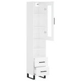 Highboard White 34.5x34x180 cm Engineered Wood