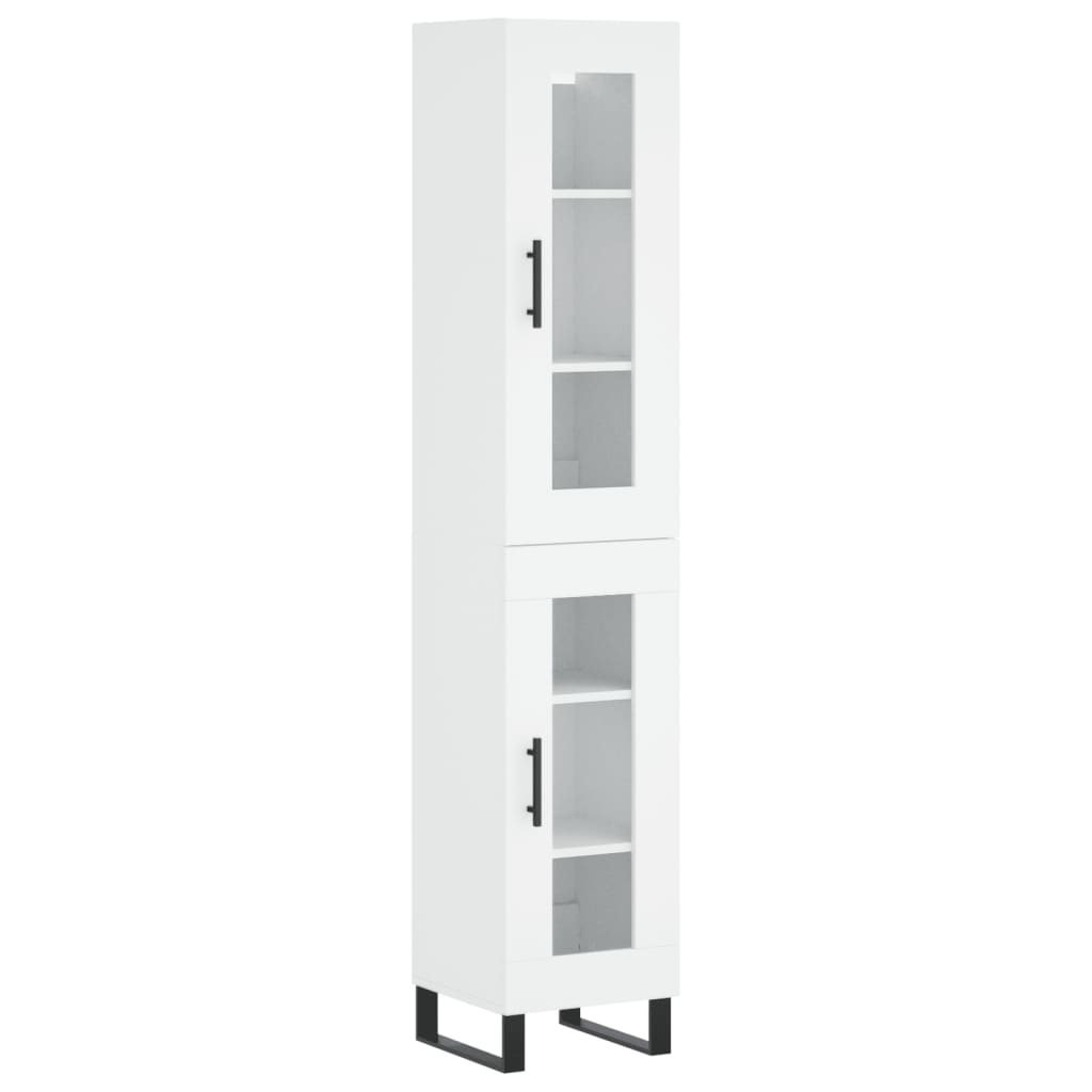 Highboard White 34.5x34x180 cm Engineered Wood
