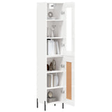 Highboard High Gloss White 34.5x34x180 cm Engineered Wood