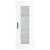 Highboard High Gloss White 34.5x34x180 cm Engineered Wood