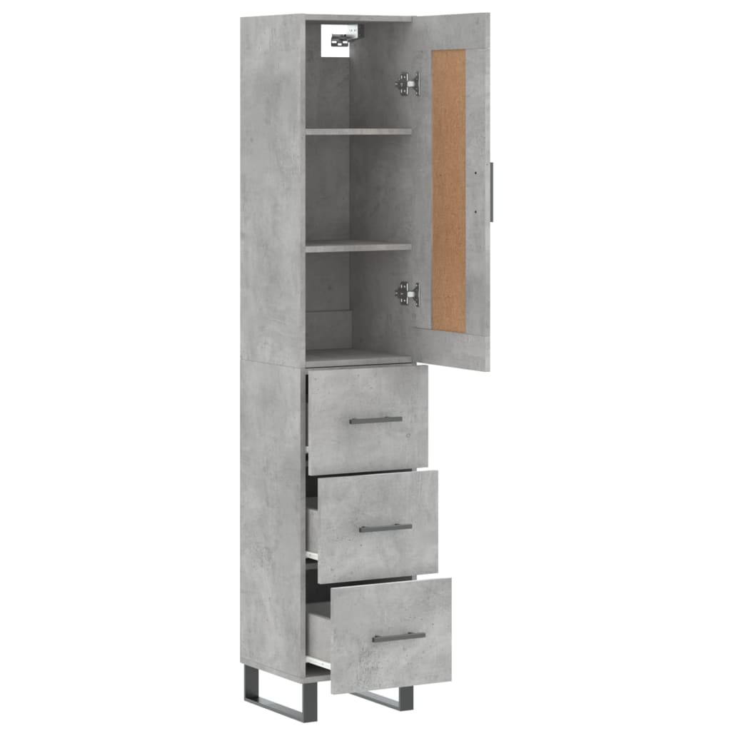 Highboard Concrete Grey 34.5x34x180 cm Engineered Wood