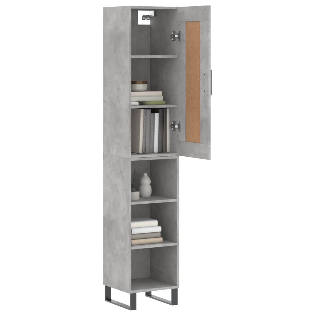 Highboard Concrete Grey 34.5x34x180 cm Engineered Wood
