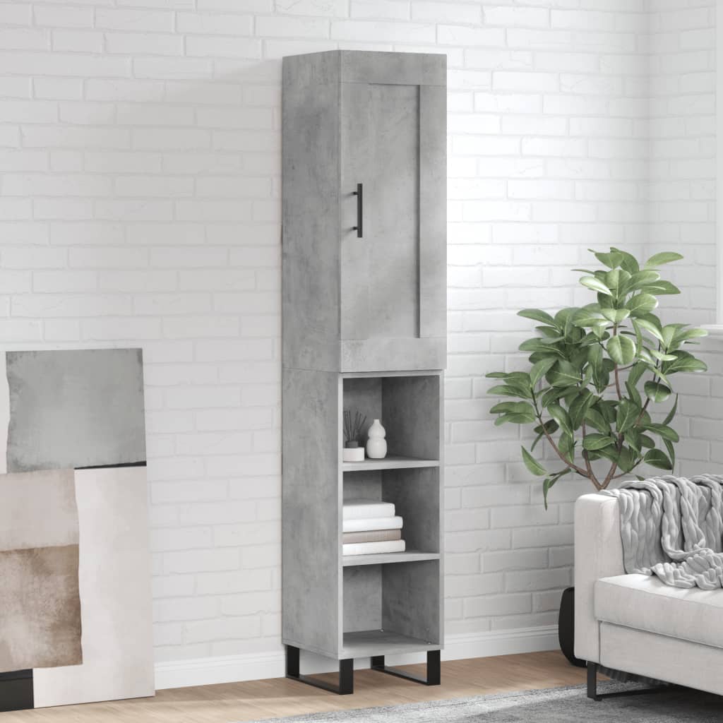 Highboard Concrete Grey 34.5x34x180 cm Engineered Wood