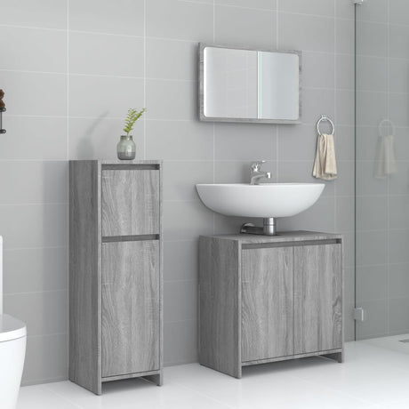 3 Piece Bathroom Furniture Set Engineered Wood
