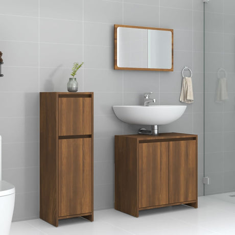 3 Piece Bathroom Furniture Set Engineered Wood