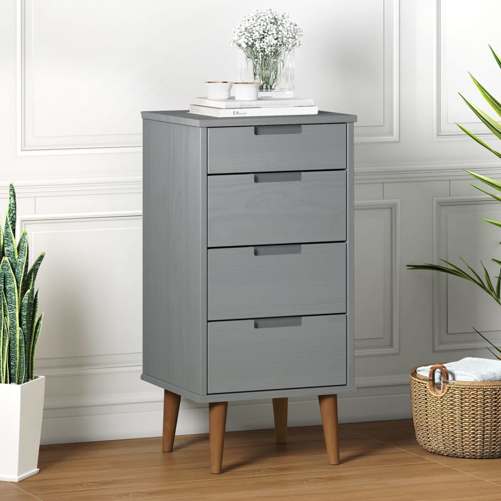 Drawer Cabinet Molde 40X35X82 Cm Solid Wood Pine