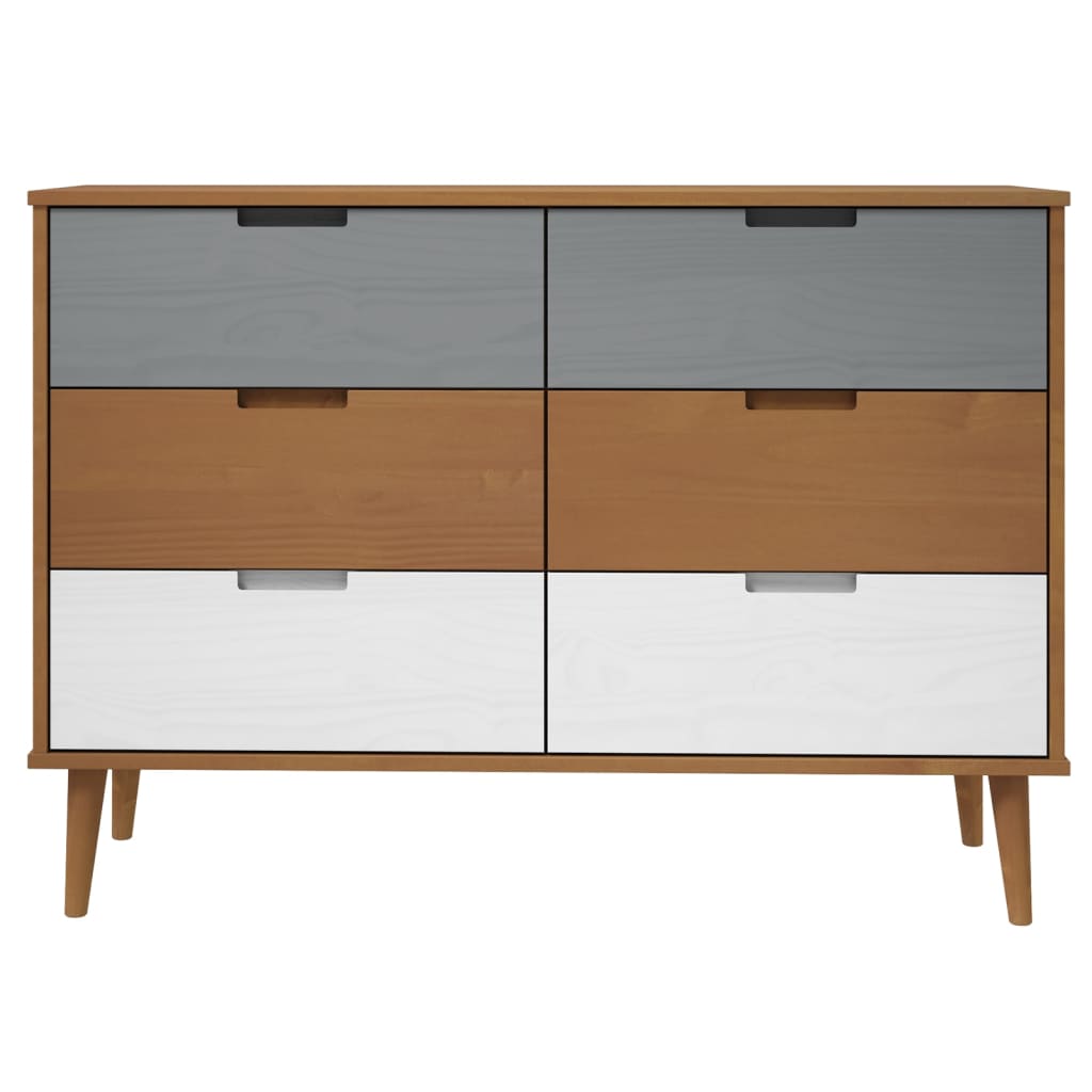 Drawer Cabinet Molde Brown 113X40X80 Cm Solid Wood Pine