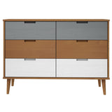 Drawer Cabinet Molde Brown 113X40X80 Cm Solid Wood Pine