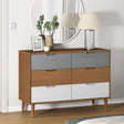 Drawer Cabinet Molde Brown 113X40X80 Cm Solid Wood Pine