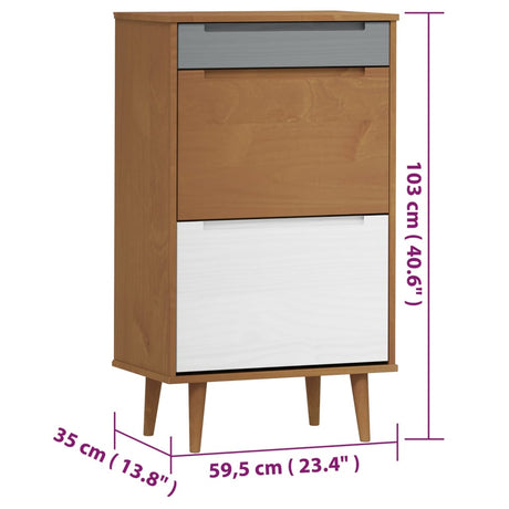 Shoe Cabinet Molde Brown 59,5X35X103 Cm Solid Wood Pine