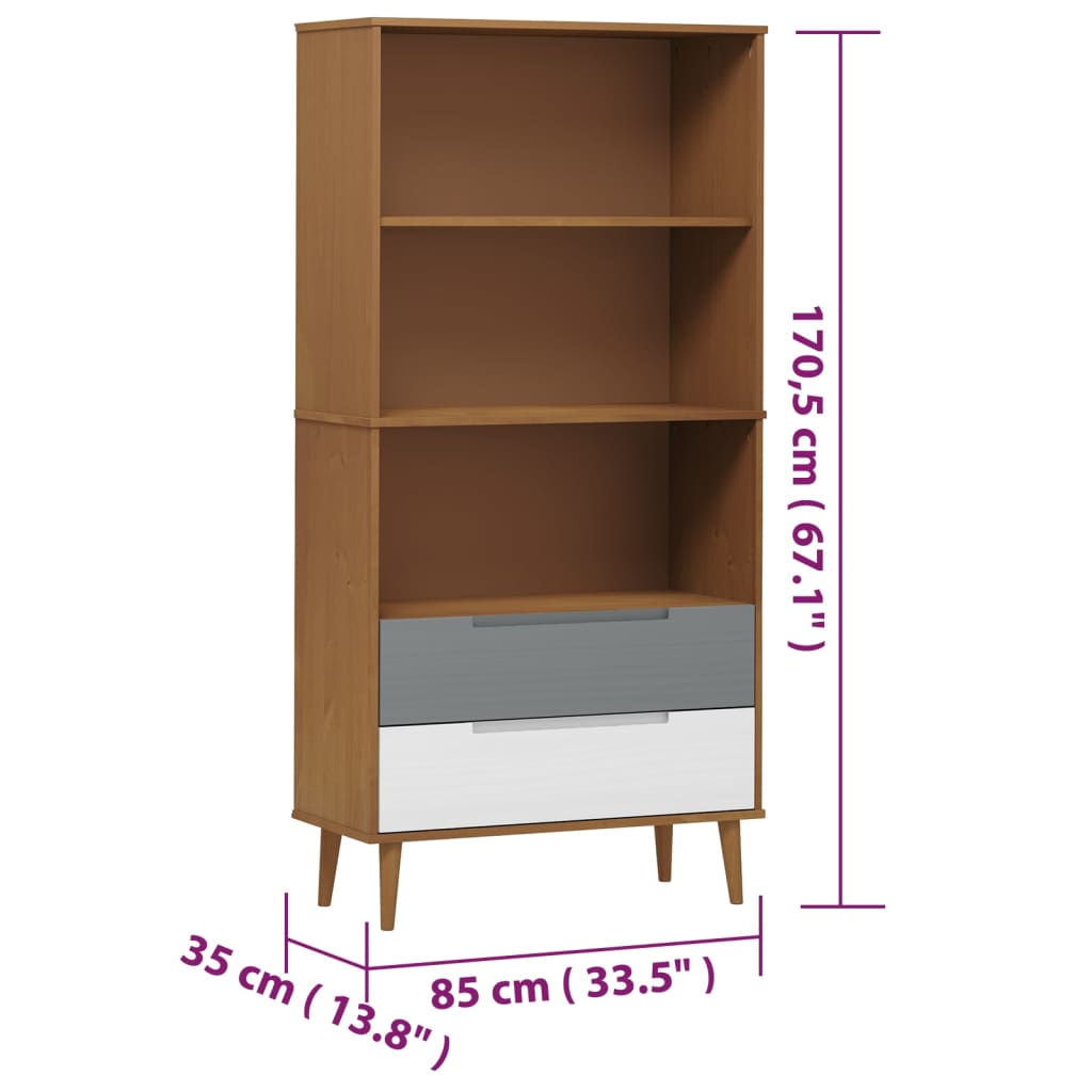 Bookcase Molde 85X35X170,5 Cm Solid Wood Pine