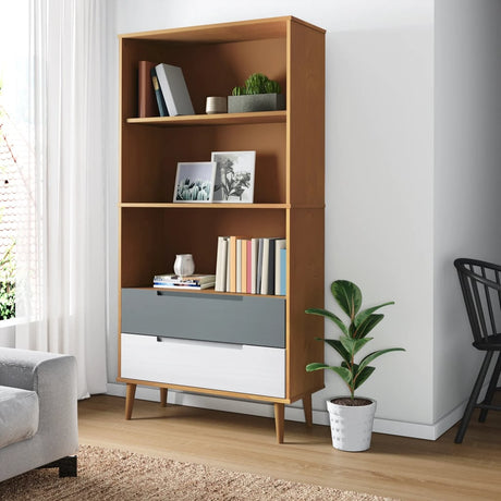 Bookcase Molde 85X35X170,5 Cm Solid Wood Pine