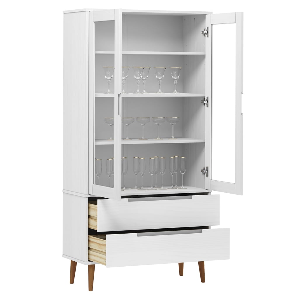 Vitrine Cabinet Molde 90X35X175 Cm Solid Wood Pine