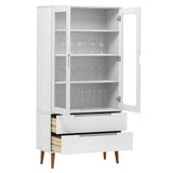 Vitrine Cabinet Molde 90X35X175 Cm Solid Wood Pine