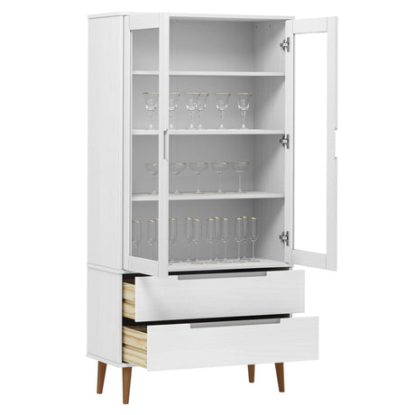 Vitrine Cabinet Molde 90X35X175 Cm Solid Wood Pine