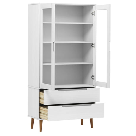 Vitrine Cabinet Molde 90X35X175 Cm Solid Wood Pine