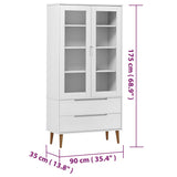 Vitrine Cabinet Molde 90X35X175 Cm Solid Wood Pine