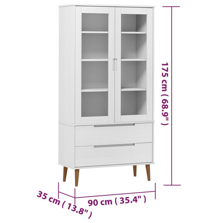 Vitrine Cabinet Molde 90X35X175 Cm Solid Wood Pine