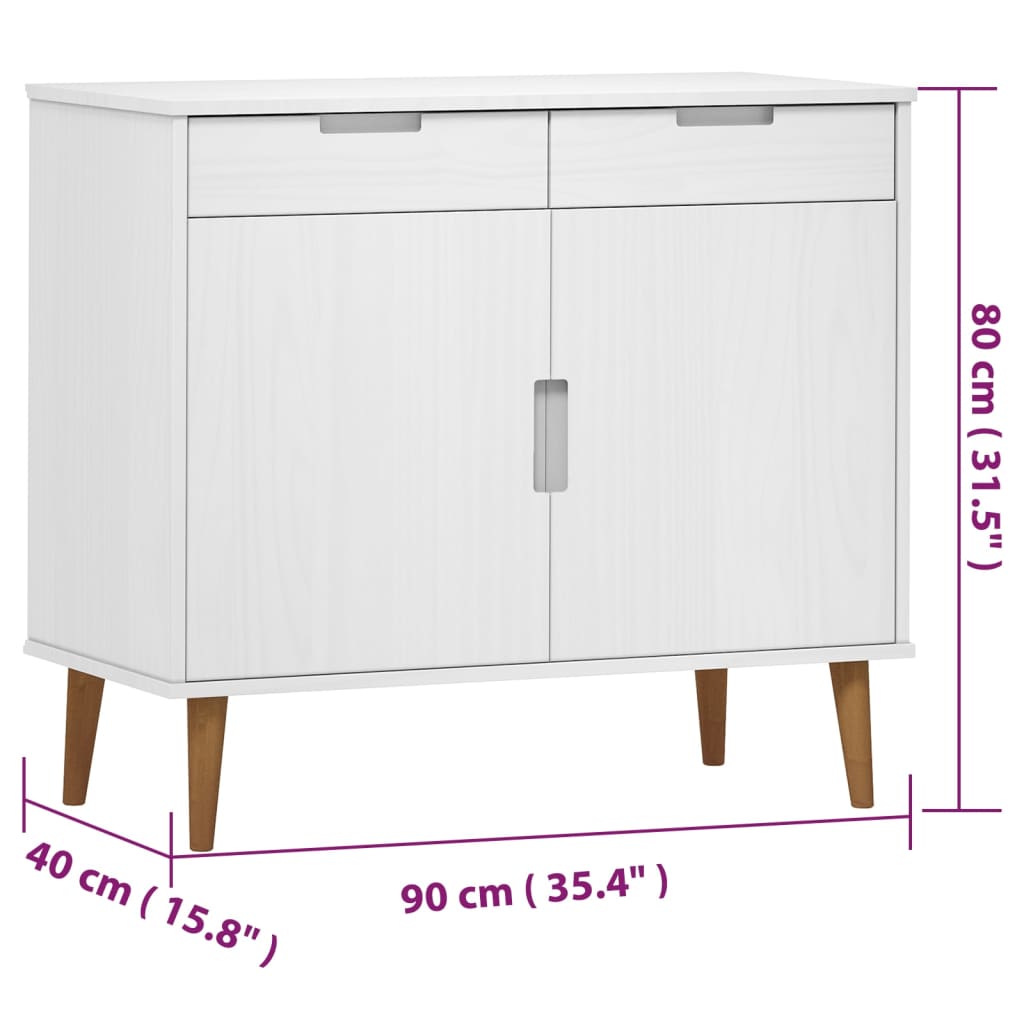 Sideboard Molde 90X40X80 Cm Solid Wood Pine
