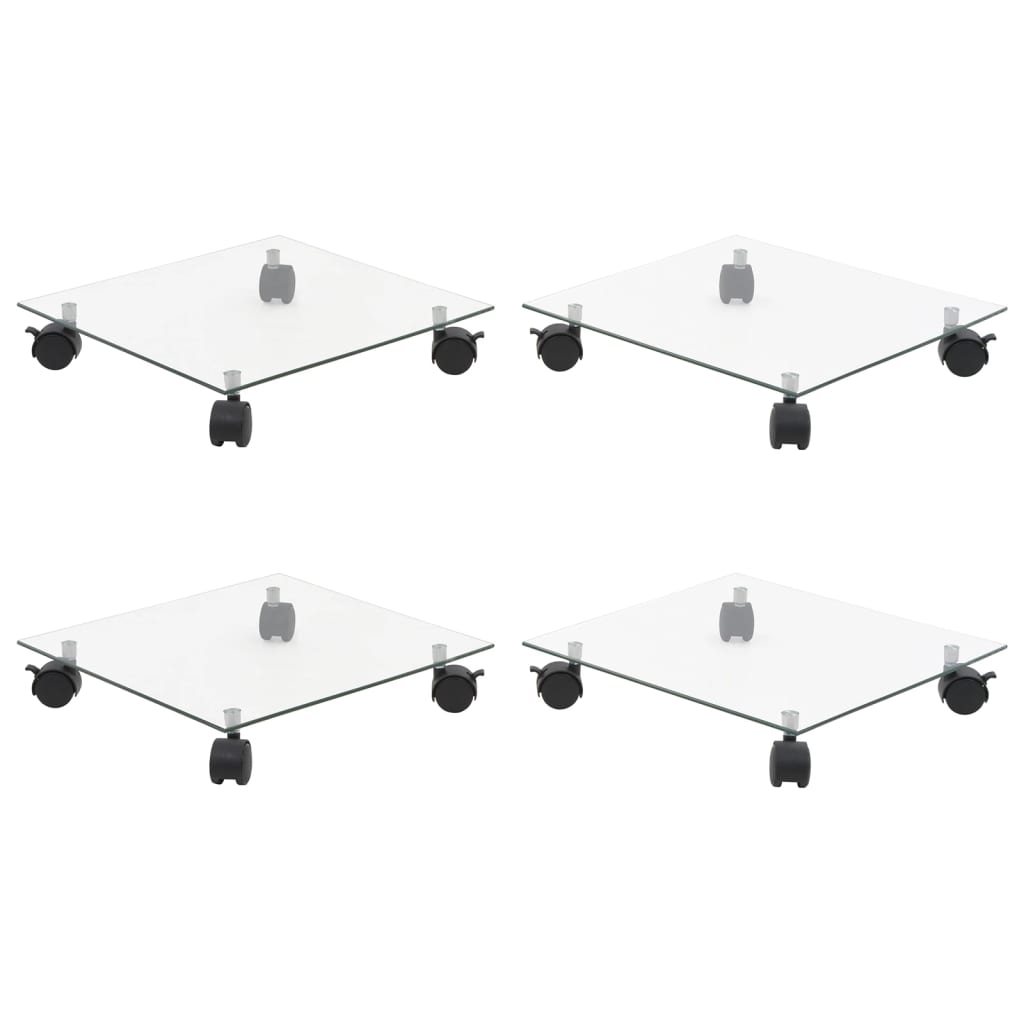 Plant Rollers 4 Pcs 35X35 Cm Tempered Glass Square