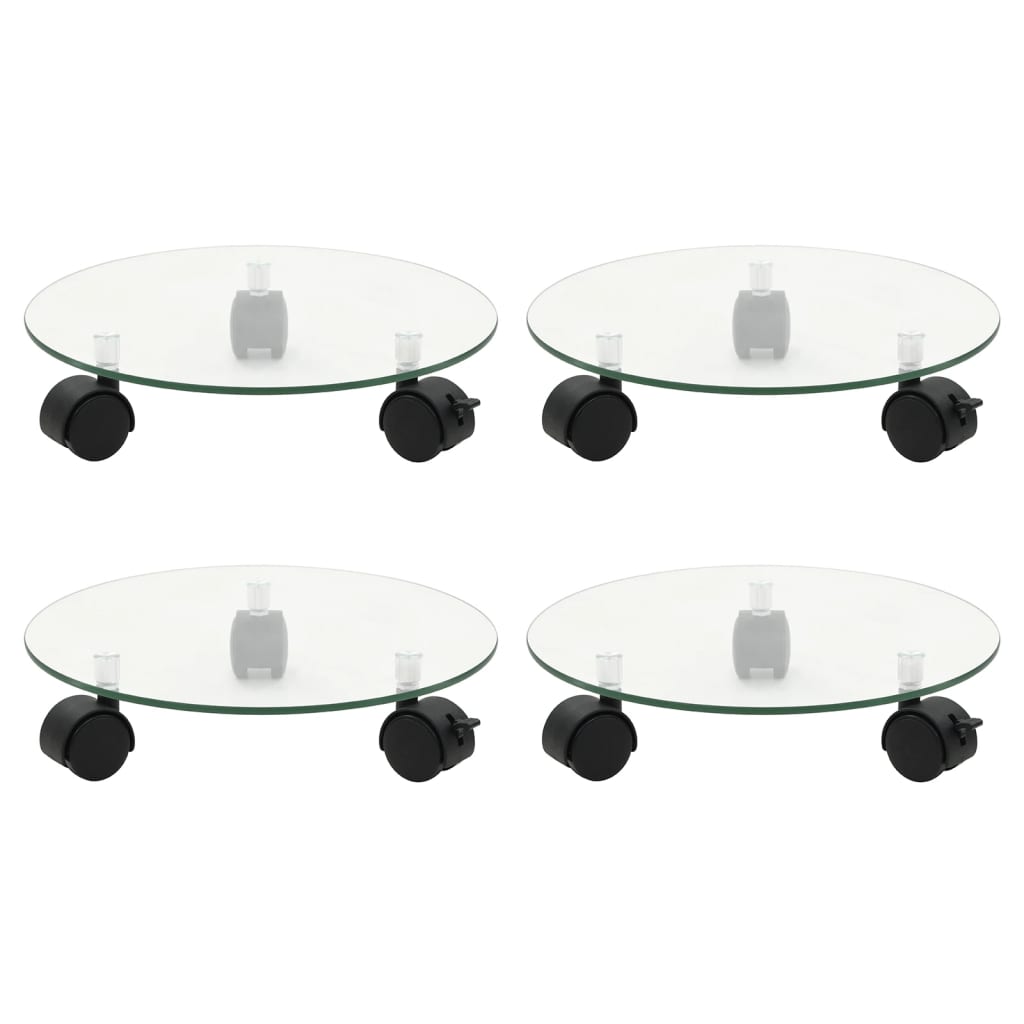 Plant Rollers 4 Pcs 28 Cm Tempered Glass Round