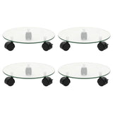 Plant Rollers 4 Pcs 28 Cm Tempered Glass Round