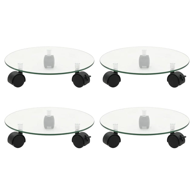 Plant Rollers 4 Pcs 28 Cm Tempered Glass Round