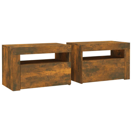 Bedside Cabinets 2 Pcs With Leds 60X35X40 Cm