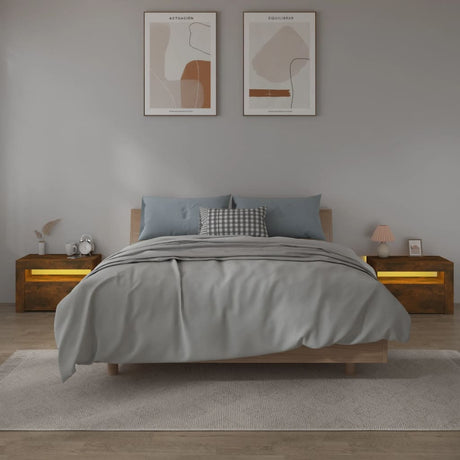 Bedside Cabinets 2 Pcs With Leds 60X35X40 Cm