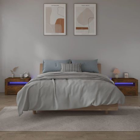 Bedside Cabinets 2 Pcs With Leds 60X35X40 Cm