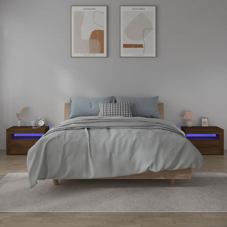 Bedside Cabinets 2 Pcs With Leds 60X35X40 Cm