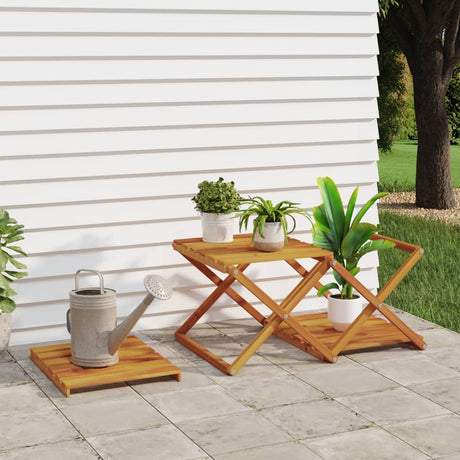 3-Tier Folding Shelf Brown 43X31X63 Cm Solid Wood Acacia