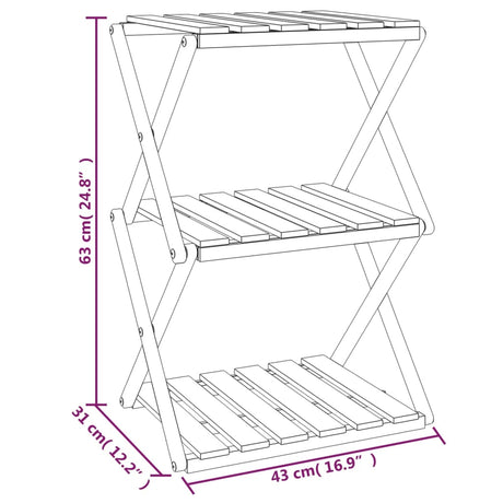 3-Tier Folding Shelf Brown 43X31X63 Cm Solid Wood Acacia