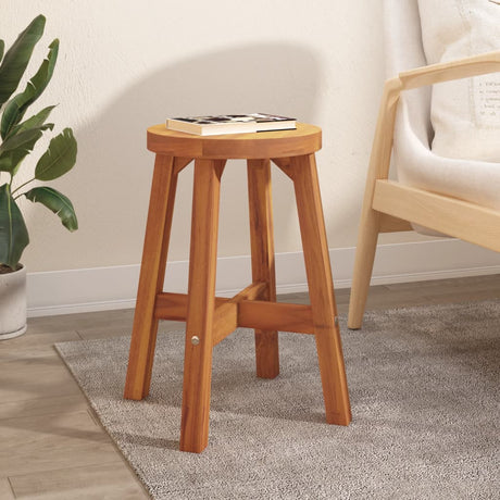 Stool Brown Round Solid Wood Acacia