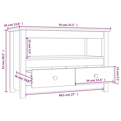 Tv Cabinet 79X35X52 Cm Solid Wood Pine