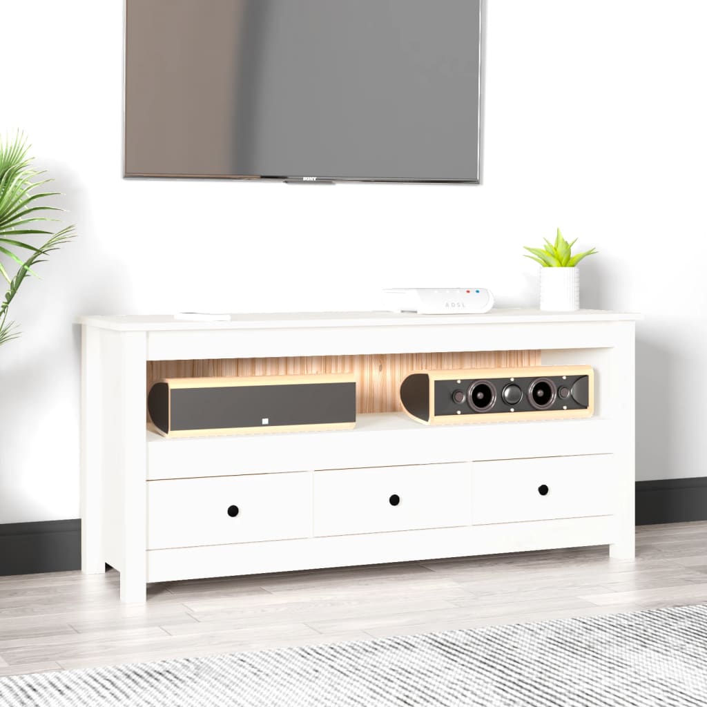 Tv Cabinet 114X35X52 Cm Solid Wood Pine
