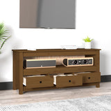 Tv Cabinet 114X35X52 Cm Solid Wood Pine