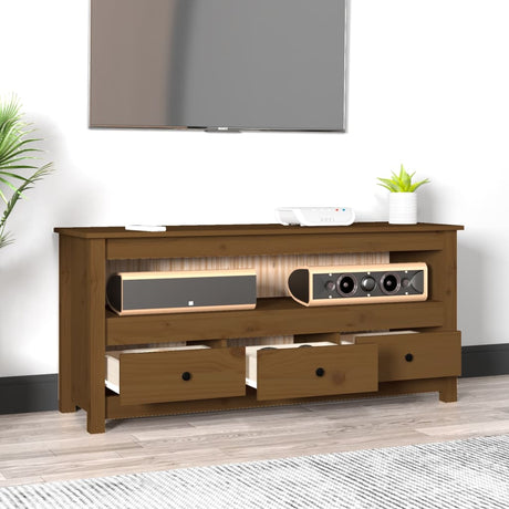 Tv Cabinet 114X35X52 Cm Solid Wood Pine