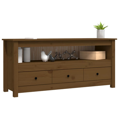 Tv Cabinet 114X35X52 Cm Solid Wood Pine