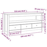 Tv Cabinet 114X35X52 Cm Solid Wood Pine