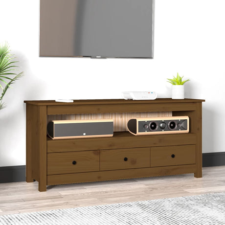 Tv Cabinet 114X35X52 Cm Solid Wood Pine