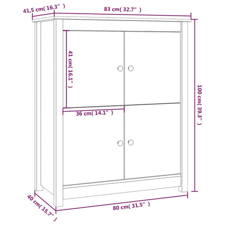 Sideboard 83X41.5X100 Cm Solid Wood Pine