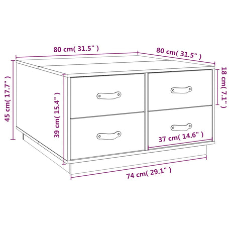 Coffee Table 80X80X45 Cm Solid Wood Pine