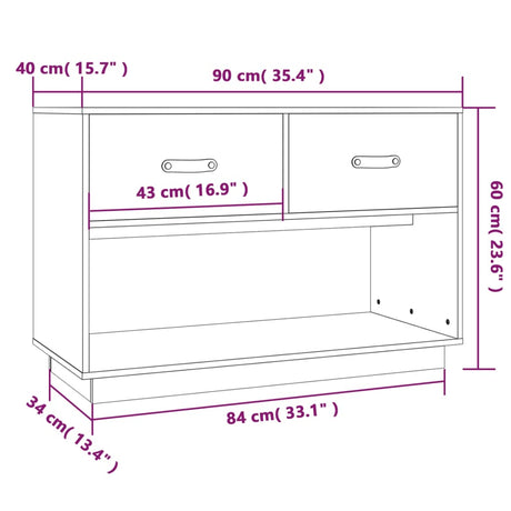 Tv Cabinet 90X40X60 Cm Solid Wood Pine